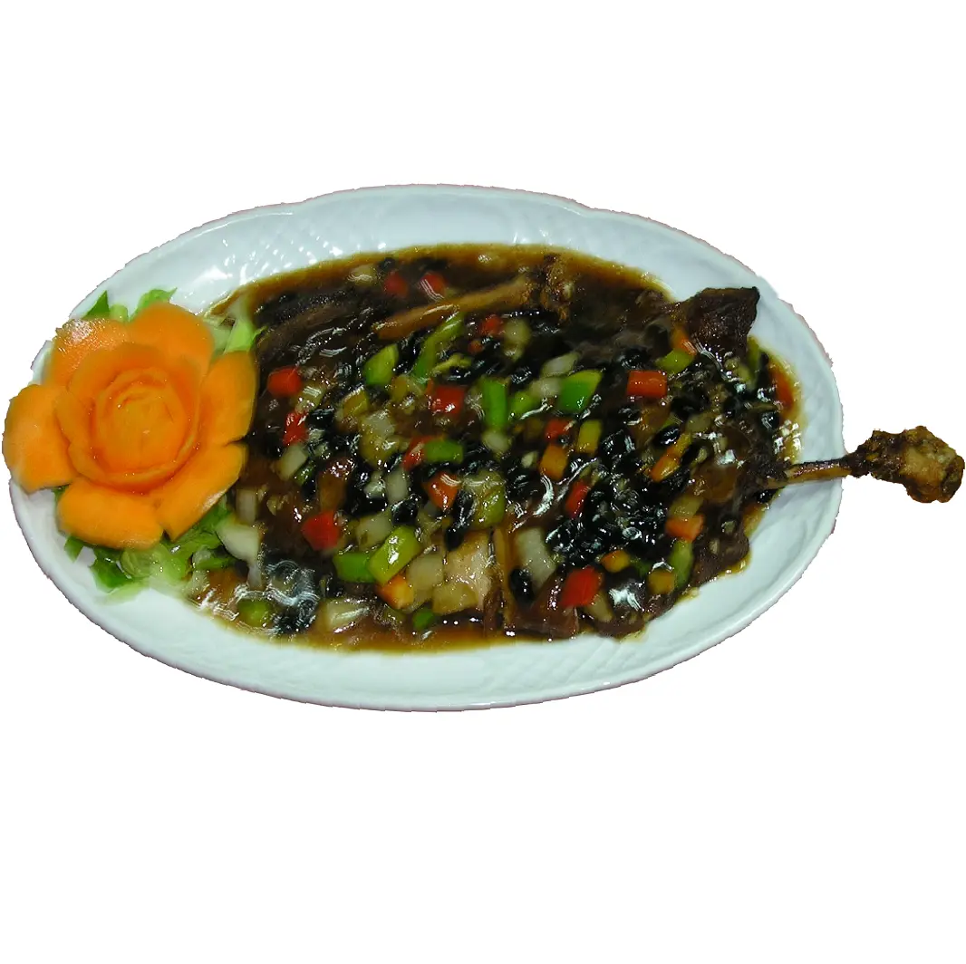 Pato con judías negras y ajo